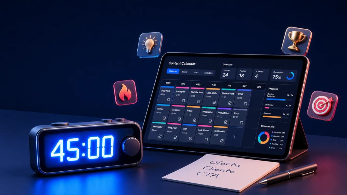 Calendario de contenido con IA en 45 minutos